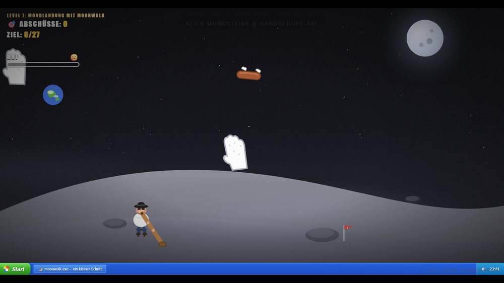 Mondlandungs-Level mit Moonwalk-Thema